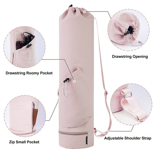 Yoga Mat Bag with Water Bottle Pocket & Wet Storage Multi-Functional Carrier for Gym, Pilates & Fitness