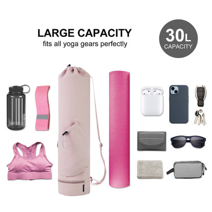 Yoga Mat Bag with Water Bottle Pocket & Wet Storage Multi-Functional Carrier for Gym, Pilates & Fitness