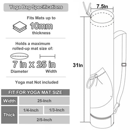 Yoga Mat Bag with Water Bottle Pocket & Wet Storage Multi-Functional Carrier for Gym, Pilates & Fitness