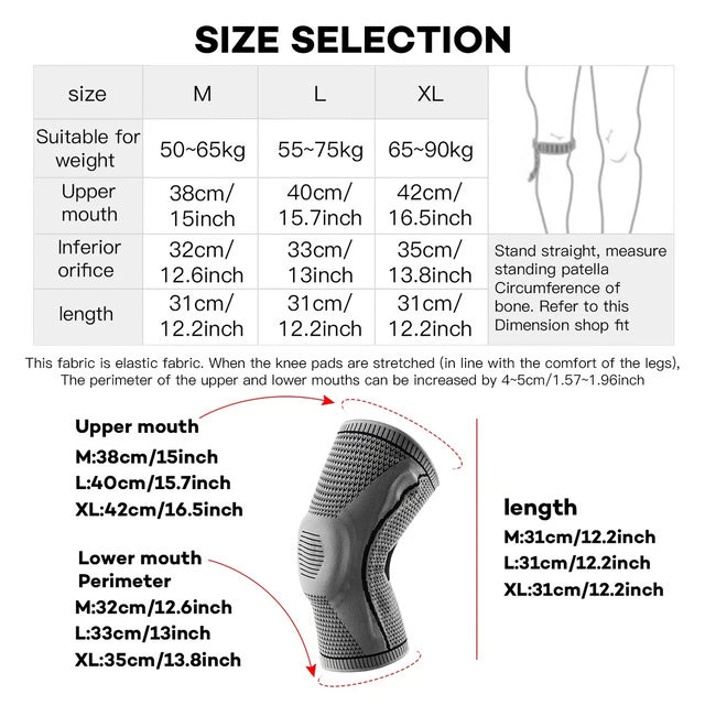 Silicone Knee Pads for Running & Sports Patella Support & Meniscus Compression Knee Brace for Protection