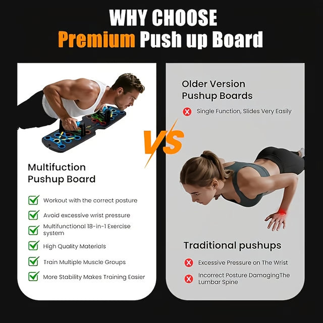 Foldable Portable Multifunctional Push-Up Board Set with Handles, Fitness Equipment for Arms Chest Abdomen and Back