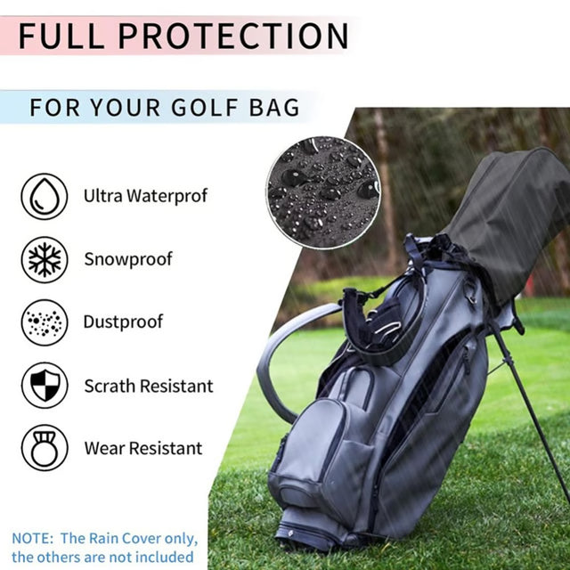 Waterproof Golf Club Rain Cover, Dustproof Zipper Hood, Portable Club Protector with Buckle for Outdoor Protection