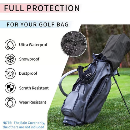 Waterproof Golf Club Rain Cover, Dustproof Zipper Hood, Portable Club Protector with Buckle for Outdoor Protection